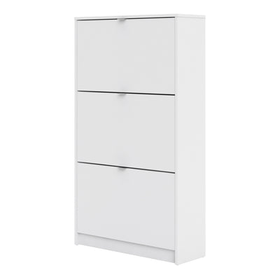 Shoe cabinet w. 3 tilting doors and 2 layers