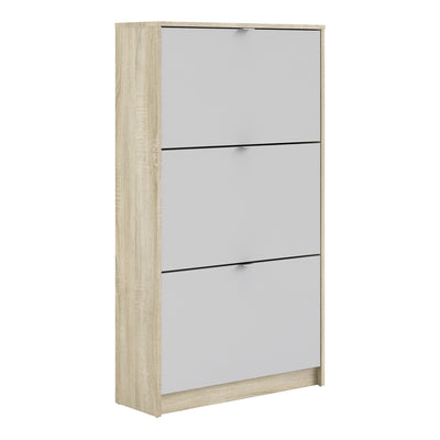Shoe cabinet w. 3 tilting doors and 2 layers