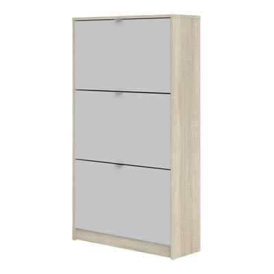 Shoe cabinet w. 3 tilting doors and 2 layers