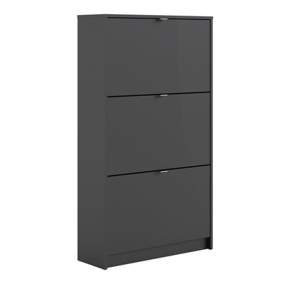 Shoe cabinet w. 3 tilting doors and 2 layers