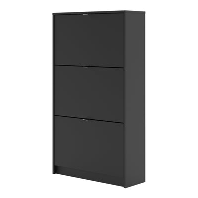 Shoe cabinet w. 3 tilting doors and 2 layers