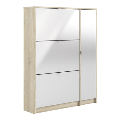 Shoe cabinet w. 3 tilting doors and 2 layers + 1 door