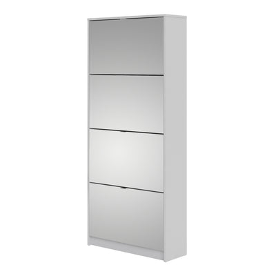 Shoe cabinet w. 4 mirror tilting doors and 2 layers