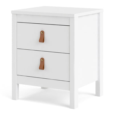 Barcelona Bedside Table 2 drawers in White