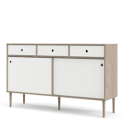 Rome Sideboard 2 Sliding doors + 3 drawers in Jackson Hickory Oak with Matt White