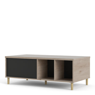 Rome Coffee table with sliding top in Jackson Hickory Oak with Matt Black