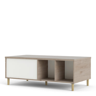 Rome Coffee table with sliding top in Jackson Hickory Oak with Matt White