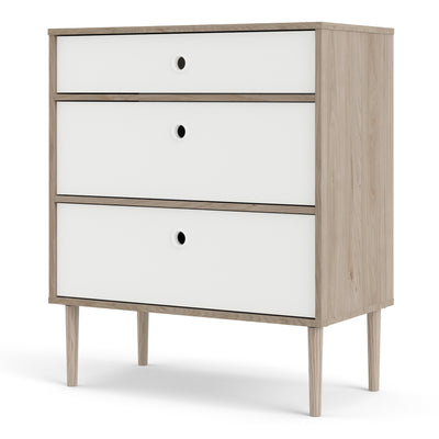 Rome Chest 3 drawers in Jackson Hickory Oak with Matt White