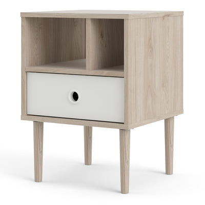 Rome Nightstand 1 drawer in Jackson Hickory Oak with White