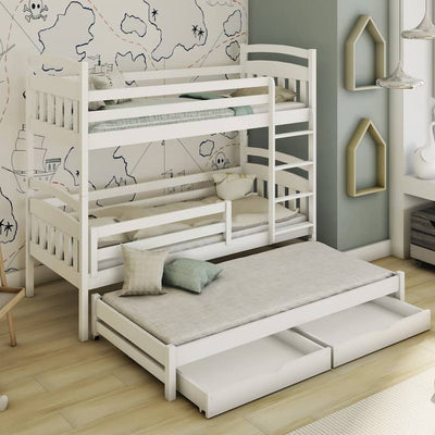 Wooden Bunk Bed Alan with Trundle and Storage