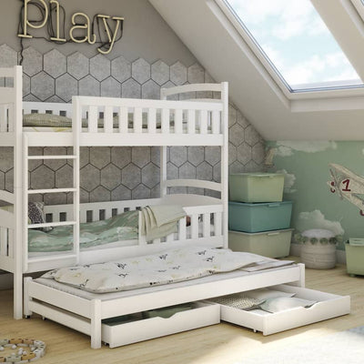 Wooden Bunk Bed Anatol with Trundle and Storage