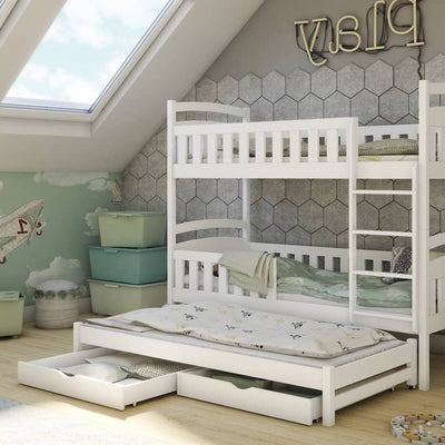 Wooden Bunk Bed Anatol with Trundle and Storage