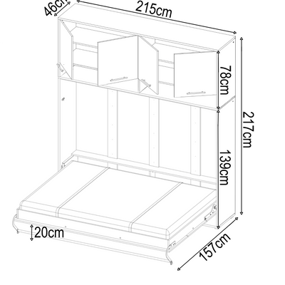 CP-05 Horizontal Wall Bed Concept 120cm with Over Bed Unit