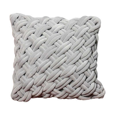 Grey Handknotted Velvet Cushion