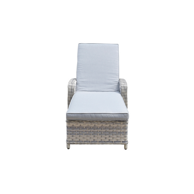 Carter Outdoor Rattan Sun Lounger with Arms in Grey