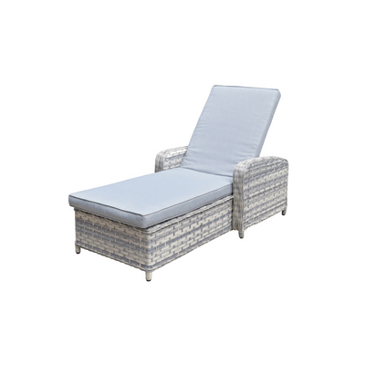 Carter Outdoor Rattan Sun Lounger with Arms in Grey