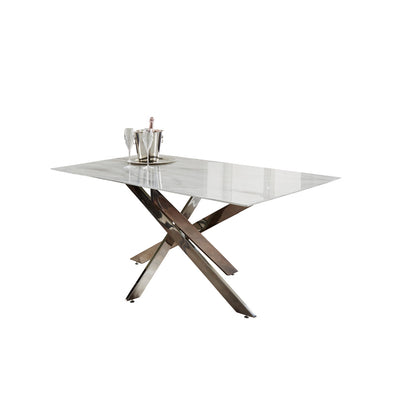 Silver Plated Marble Glass Dining Table