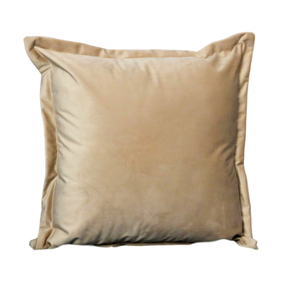 Beige Velvet Cushion - Feather Filled