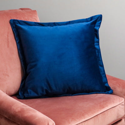 Navy Blue Velvet Cushion - Feather Filled