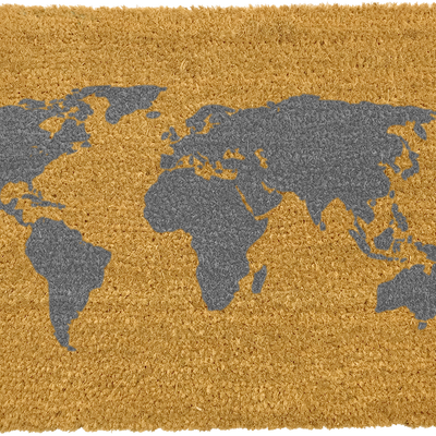 World Map Grey Doormat