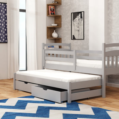 Wooden Double Bed Marcin with Trundle and Storage