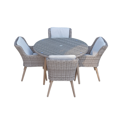 Harper Outdoor 4 Seat Rattan Dining Set in Grey