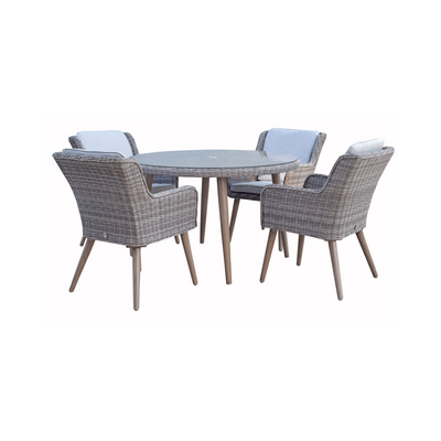 Harper Outdoor 4 Seat Rattan Dining Set in Grey