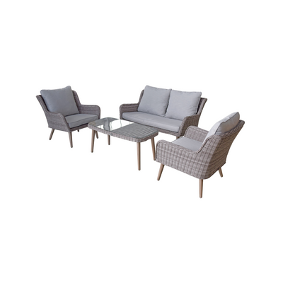 Harper Outdoor 4 Seat Rattan Sofa Set in Grey
