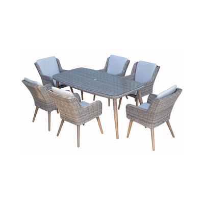 Harper Outdoor 6 Seat Rattan Dining Set in Grey