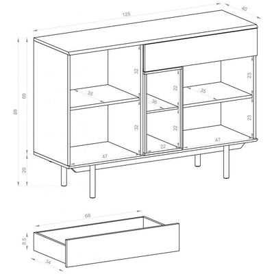 Inox Sideboard Cabinet 125cm