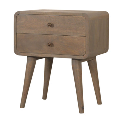 Curved Bleached Grey Wash Bedside