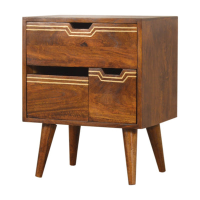 Multi Chestnut Bedside with Removeable Drawers