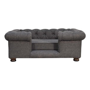 Battleship Tweed Deep Button Pet Sofa Bed