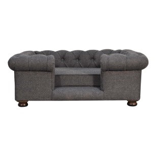 Battleship Tweed Deep Button Pet Sofa Bed