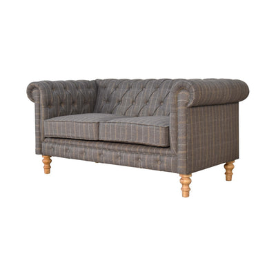 Pewter Tweed Chesterfield 2 Seater Sofa