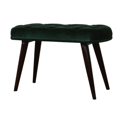 Emerald Cotton Velvet Deep Button Bench