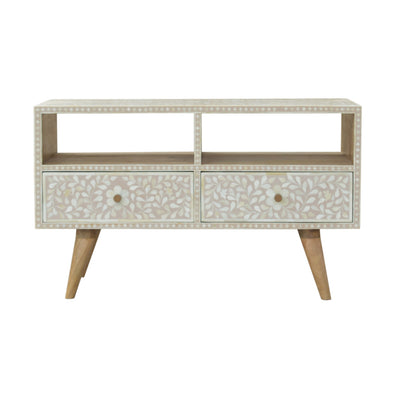 Light Taupe Floral Bone Inlay Media Unit