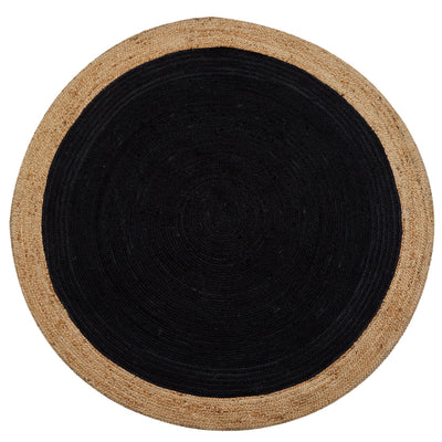 Milano Soft Jute Rug with Charcoal Centre - 200cm Diameter