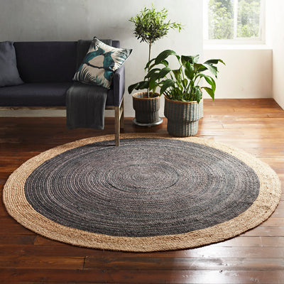 Milano Soft Jute Rug with Light Grey Centre - 200cm Diameter