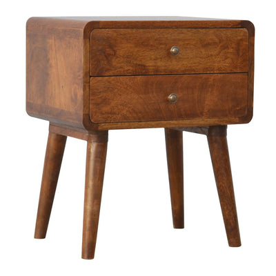Curved Chestnut Bedside