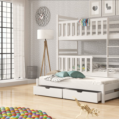 Wooden Bunk Bed Klara with Trundle and Storage