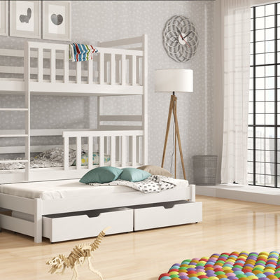 Wooden Bunk Bed Klara with Trundle and Storage
