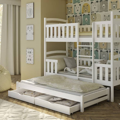 Wooden Bunk Bed Laboo with Trundle and Storage