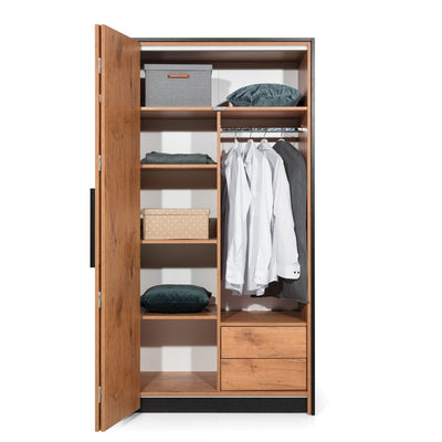 Loft Folding Door Wardrobe 104cm in Lancelot Oak