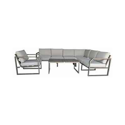 Maja Metal Outdoor Corner Sofa With Single Arm Chair in Grey