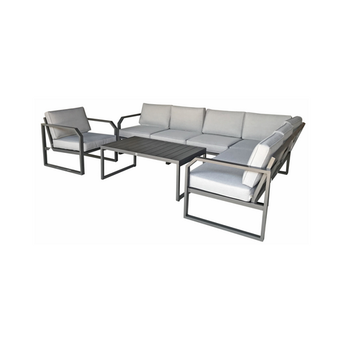 Maja Metal Outdoor Corner Sofa With Single Arm Chair in Grey The