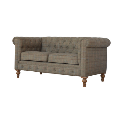 Multi Tweed 2 Seater Chesterfield Sofa