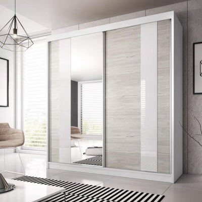 Multi 32 Sliding Mirror Door Wardrobe 233cm