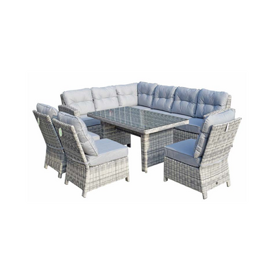 Ora Outdoor Corner Rattan Dining Set with 3 Chairs