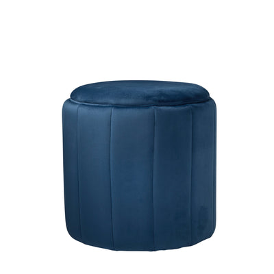 Round Mystique Blue Plush Stool